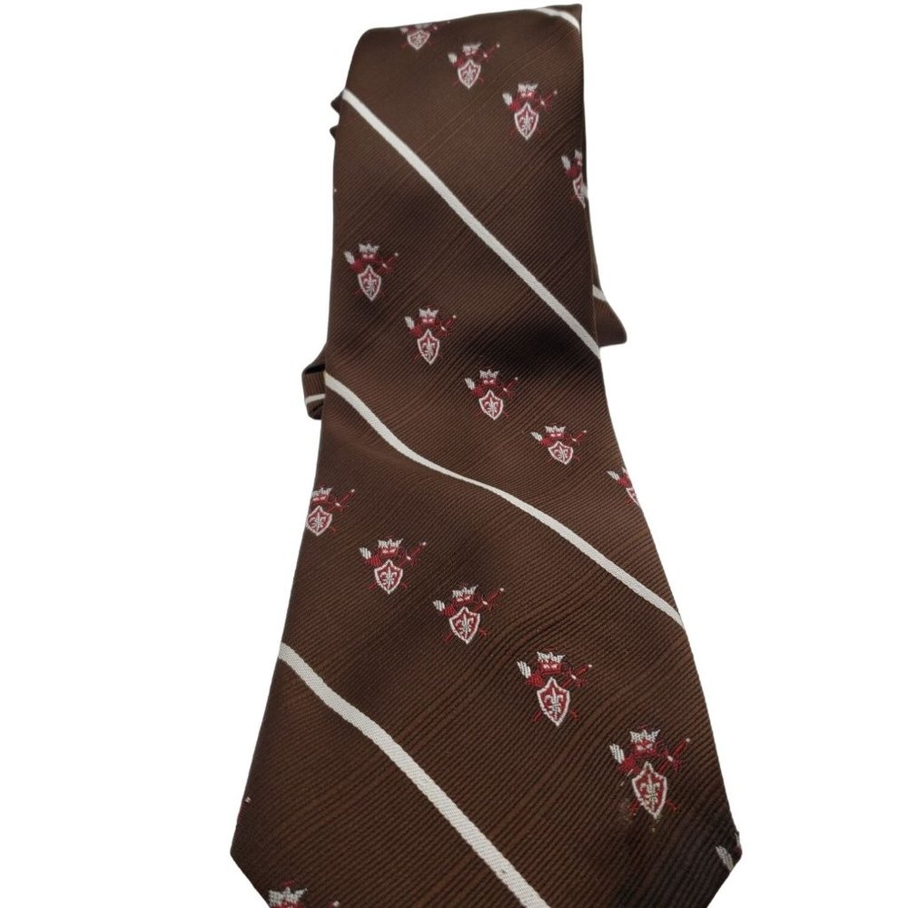 Vintage Brown W/ armour in Stripe Golden Clasp by Prince Consort 60's‎ Poly Tie